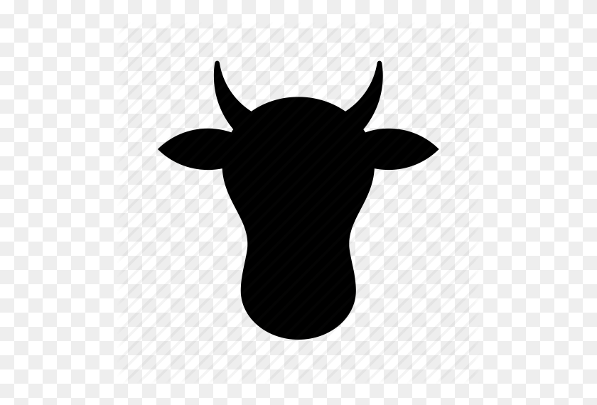 512x510 Animal, Vaca, Cara, Granja, Agricultura, Forma, Icono De Silueta - Cara De Vaca Png
