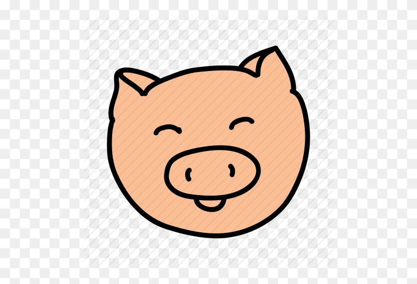 512x512 Animals, Cute, Farm, Mud, Pig, Smile Icon - Pig In Mud Clipart