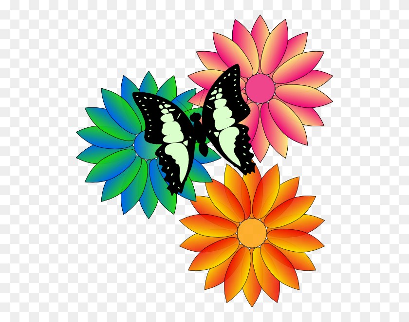 528x600 Анимированные Цветы И Бабочки, Бабочки И Цветы Картинки - Арахис Рождественский Клипарт