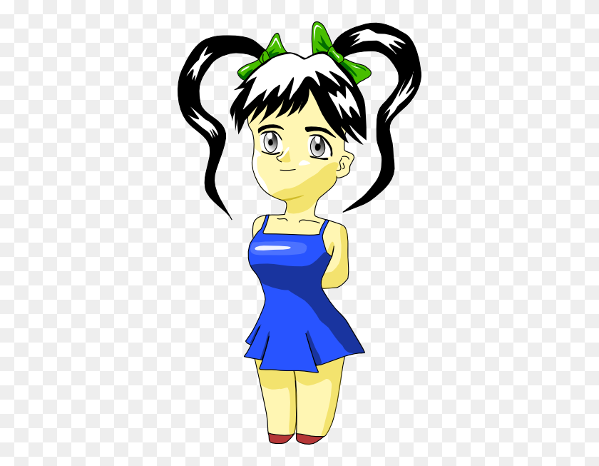 342x593 Anime Girl Clip Art - Cartoon Girl Clipart