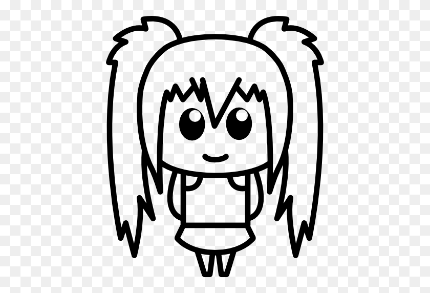 512x512 Chica Anime Con Dos Colas De Poni - Icono De Anime Png