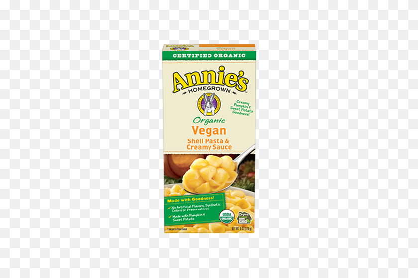 500x500 Annie's Homegrown Organic Vegan Shell Pasta Creamy Sauce - Mac N Cheese PNG