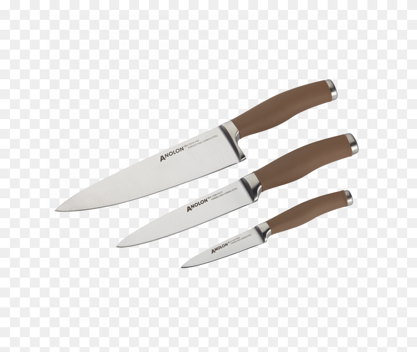 650x650 Anolon Suregrip Piece Bronze Chef Knife Set - Kitchen Knife PNG