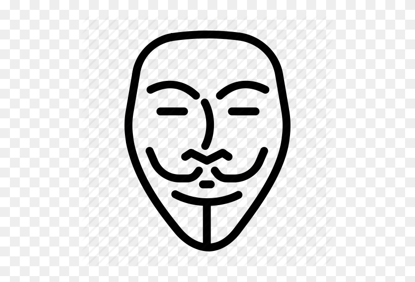 512x512 Anónimo, Fawkes, Guy, Máscara, Icono De Vendetta - Máscara De Guy Fawkes Png