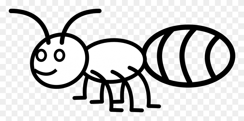 1969x900 Ant Black And White Ant And Grasshopper Clip Art Free Vector - Carpenter Clipart Black And White
