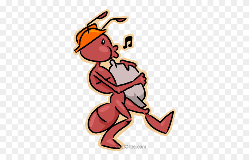 347x480 Ant Carrying Sack Royalty Free Vector Clip Art Illustration - Ant Clipart