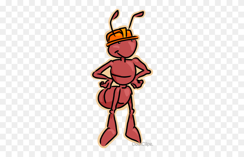 215x480 Ant With Hard Hat Royalty Free Vector Clip Art Illustration - Hard Clipart