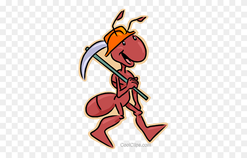 305x480 Ant With Pick Axe Royalty Free Vector Clip Art Illustration - Pick Clipart