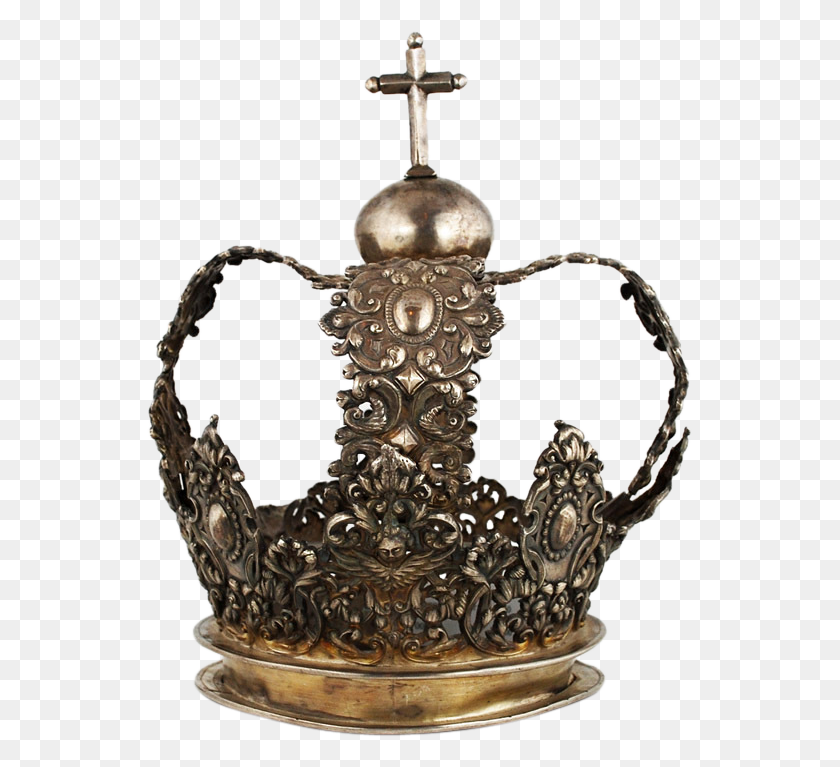 707x707 Antique Century Hand Wrought Silver Crown Cross Peru Crowns - Silver Crown PNG