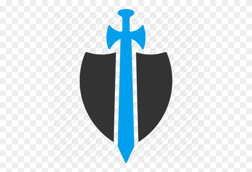 512x512 Antivirus, Guard, Protect, Protection, Security, Shield, Sword Icon - Sword And Shield PNG