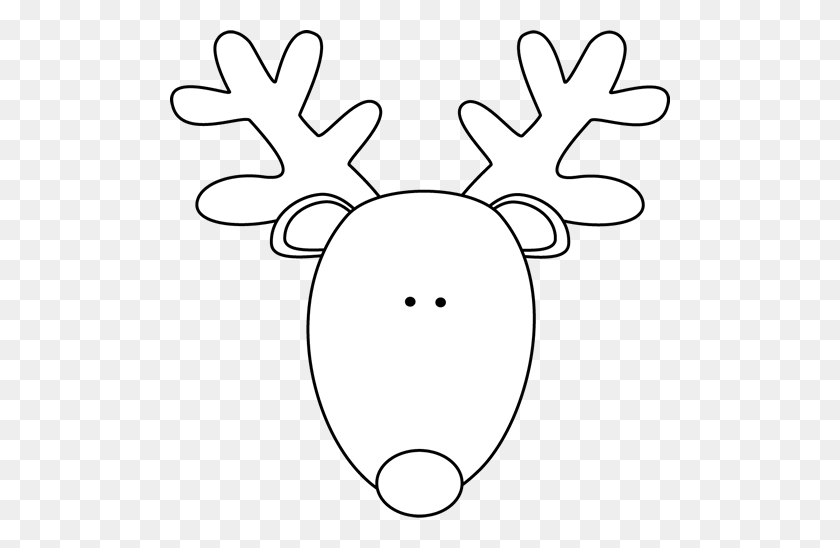 500x488 Antler Clipart Face - Christmas Deer Clipart