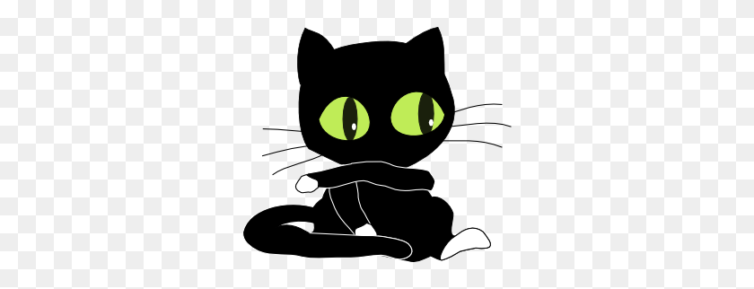 300x262 Antontw Blackcat With White Sockets Clip Art - 2 Cats Clipart