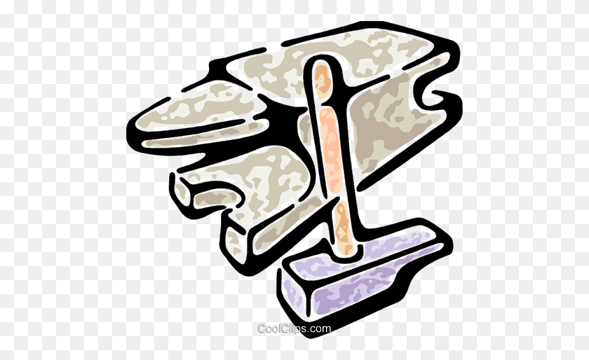 480x454 Anvil And Sledge Hammer Royalty Free Vector Clip Art Illustration - Sledge Hammer Clipart
