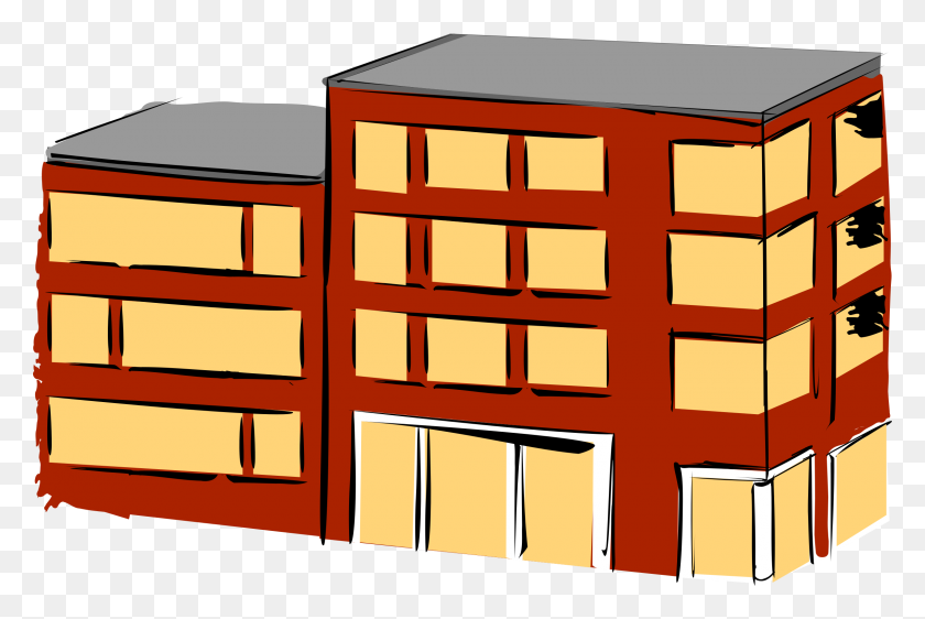 2400x1545 Apartment Building Clip Art - B Flat Clipart