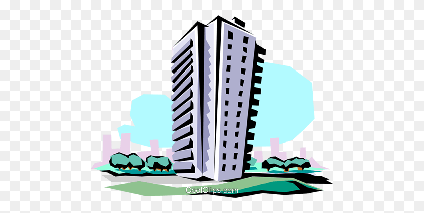 480x363 Apartment Building Royalty Free Vector Clip Art Illustration - City Buildings Clipart