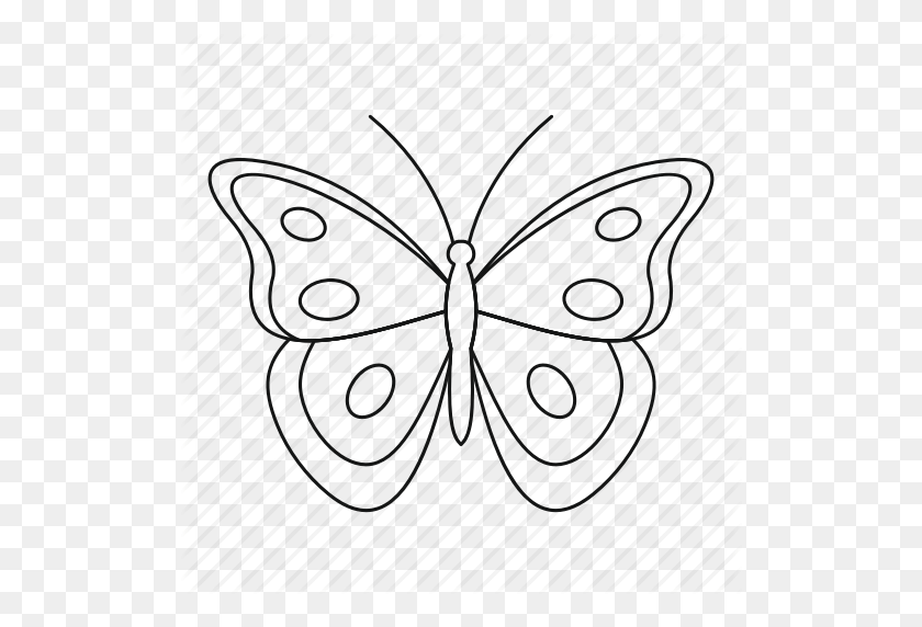 512x512 Aphantopus Butterfly, Bug, Fly, Line, Outline, Spring, Tattoo Icon - Butterfly Outline PNG