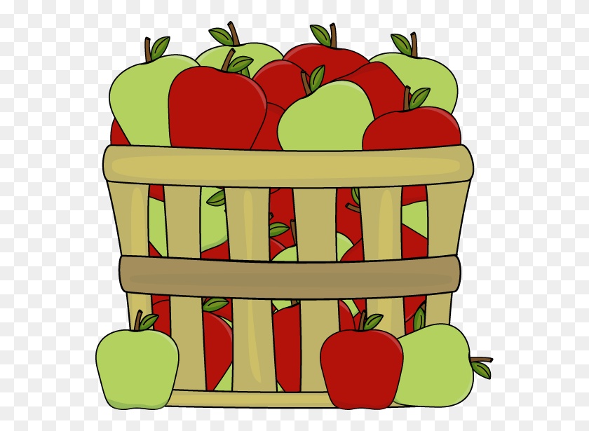 568x555 Apple Basket Cliparts - Food Basket Clipart