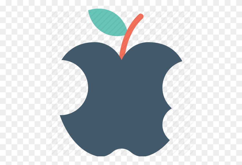 512x512 Apple Bite, Bitten Apple, Eaten Apple, Fruit, Half Eaten Apple Icon - Bitten Apple PNG