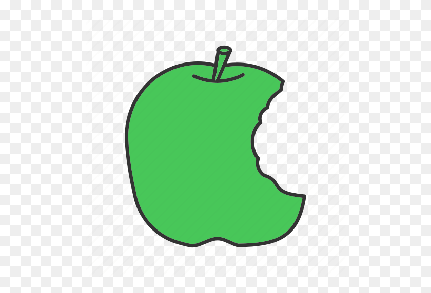512x512 Apple, Bitten, Food, Fresh, Fruit, Natural, Organic Icon - Bitten Apple PNG