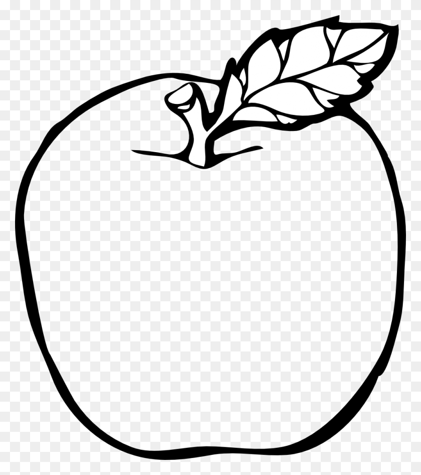 999x1136 Apple Black And White Clipart - Tree Outline Clipart