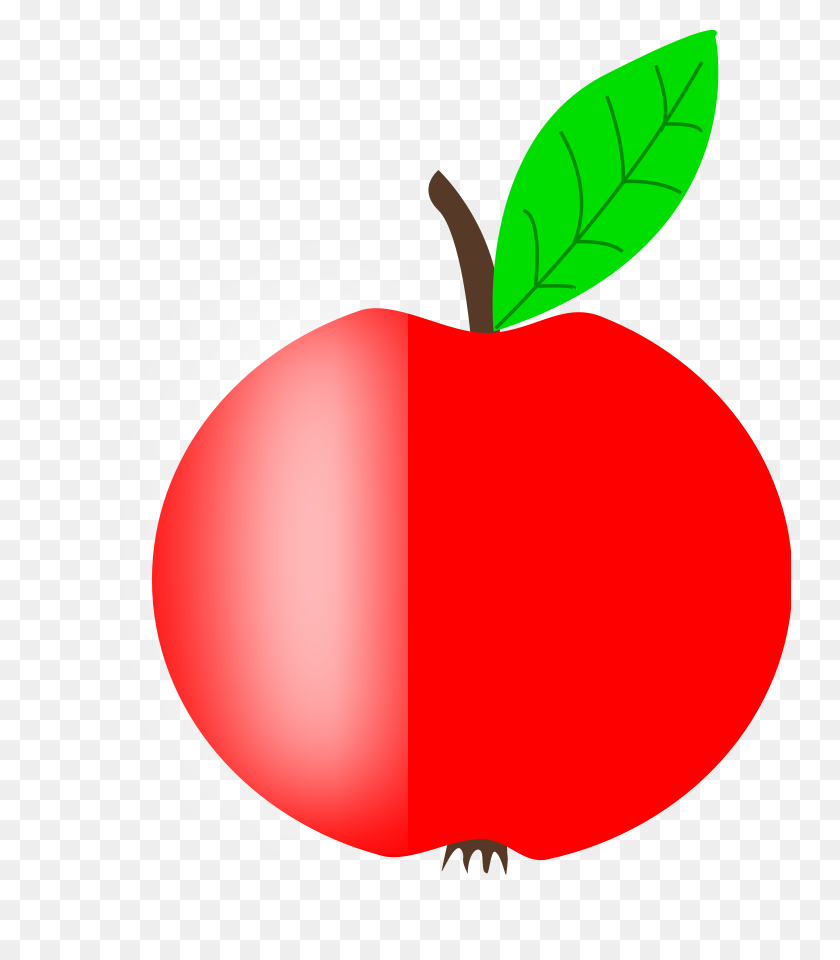 Рисование яблоко с листочком