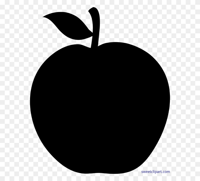 588x700 Apple Black Silhouette Clip Art - Black Apple Clipart