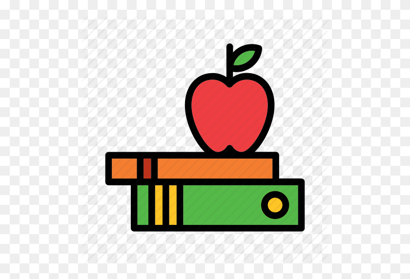 512x512 Apple, Book, Books, College, Education, School Icon - School Books PNG