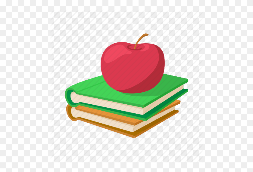 512x512 Apple, Libro, Dibujos Animados, Educación, Conocimiento, Escuela, Icono De Pila - Pila De Libros Png