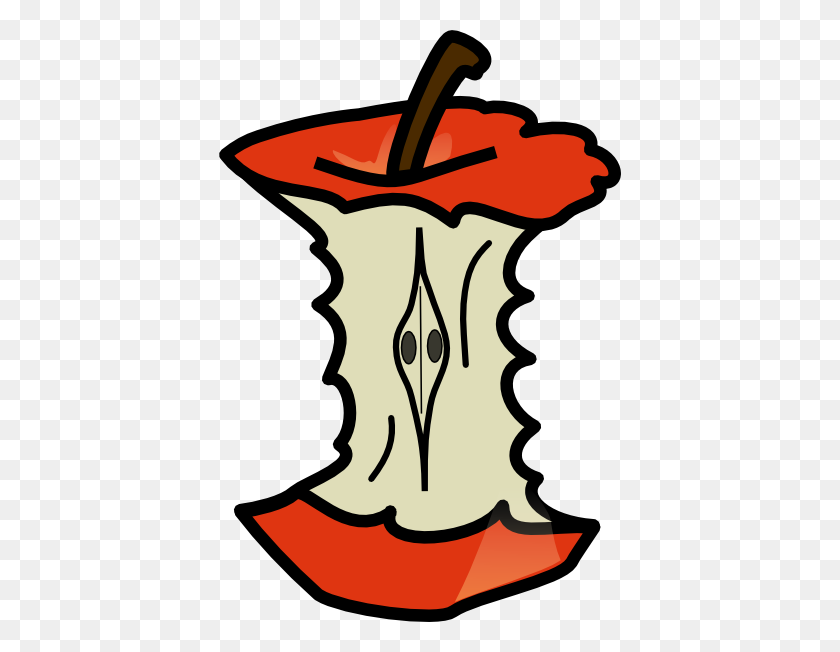 402x592 Apple Core Clip Art - Apple With Worm Clipart