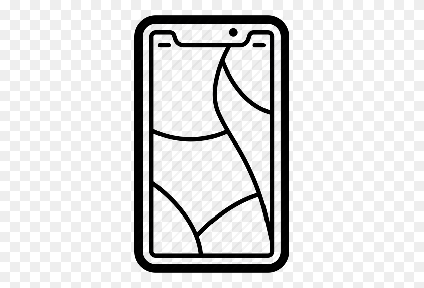 307x512 Apple, Cracked, Device, Iphone, Screen, Smart, Smart Phone Icon - Cracked Screen PNG