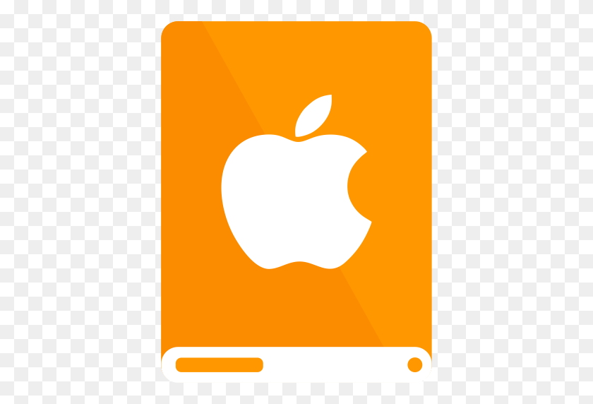 512x512 Apple, Drive, Orange, White Icon - Apple Logo White PNG
