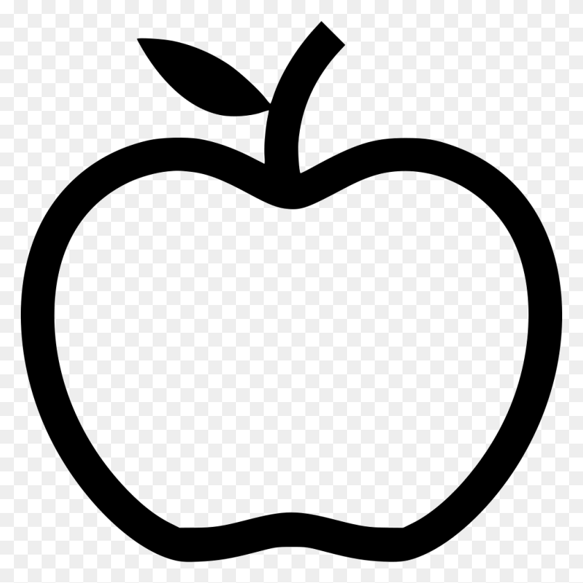 980x982 Apple Emoji Клипарт Наброски Картинки - Черно-Белый Клипарт Emoji