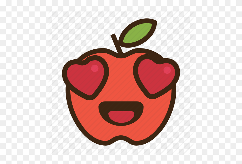 512x512 Яблоко, Смайлик, Выражение, Фрукты, Сердце, Любовь, Красный Значок - Apple Emoji Png