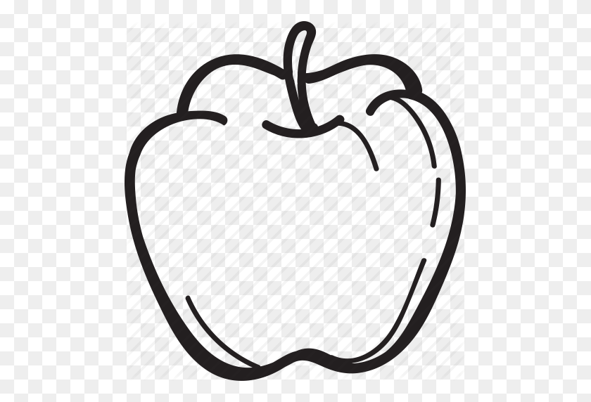 485x512 Manzana, Fresca, Fruta, Saludable, Icono Dulce - Blanco Y Negro Clipart Apple