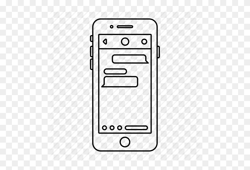 512x512 Apple, Ios, Iphone, Messages, Mobile, Phone, Screen Icon - Iphone Outline PNG