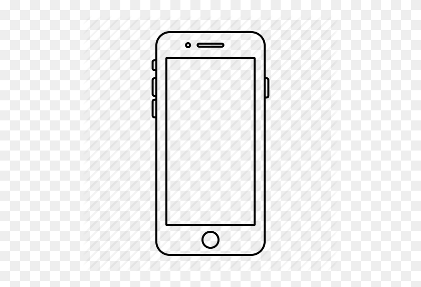512x512 Apple, Iphone, Mobile, Phone, Screen, Smartphone Icon - Iphone Outline PNG