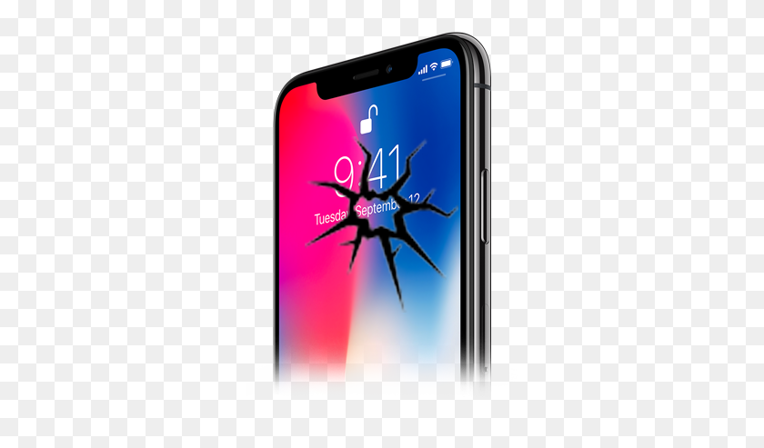 300x433 Apple Iphone X Cracked Screen Touch Not Working Bad Oled Display - Cracked Screen PNG