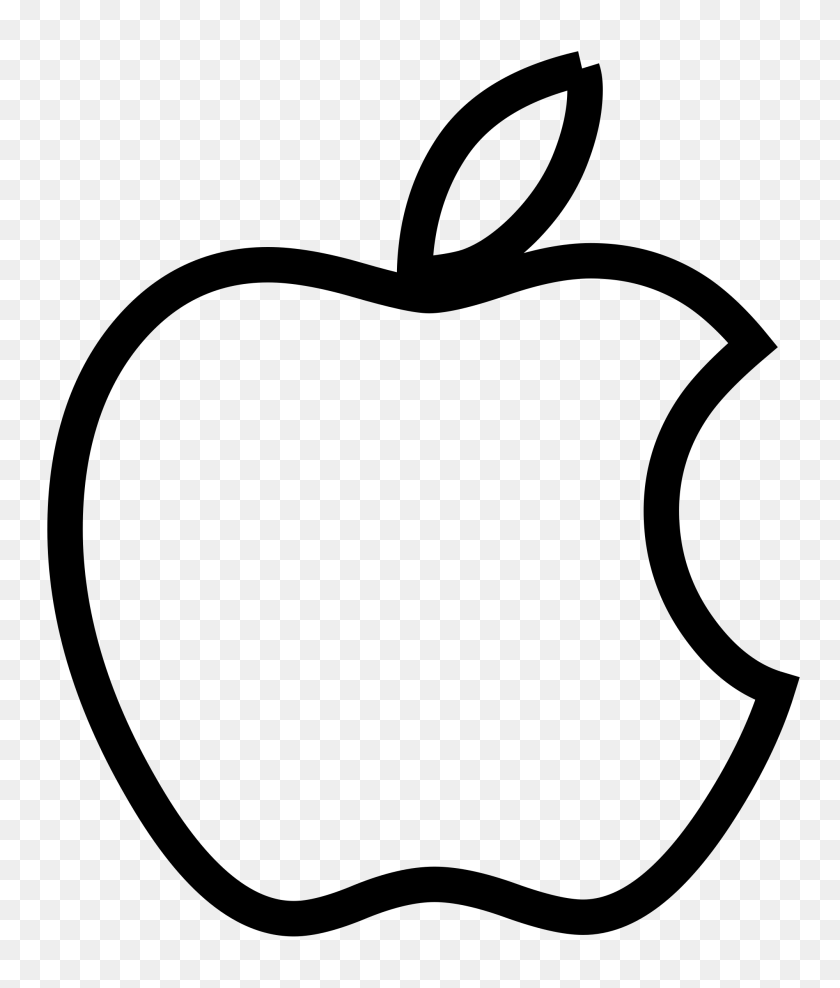 2000x2382 Apple Logo Hollow - White Apple Logo PNG