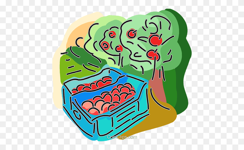 480x459 Apple Orchard Royalty Free Vector Clip Art Illustration - Orchard Clipart
