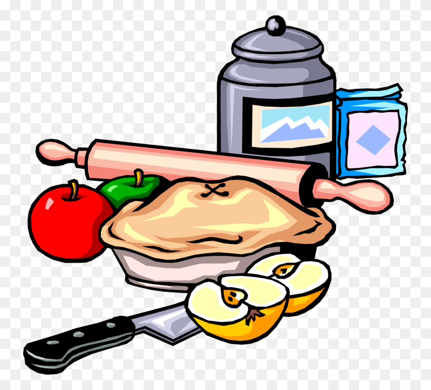 750x700 Apple Pie With Ingredients And Rolling Pin - Apple Pie PNG