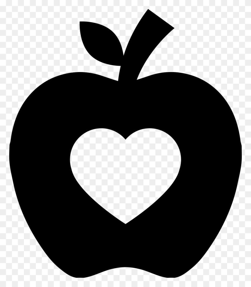 850x981 Apple Silhouette With Heart Shape Png Icon Free Download - Heart Silhouette PNG