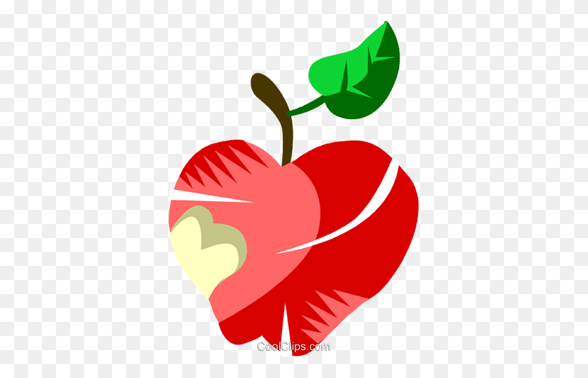 357x480 Apple With A Bite Out Of It Royalty Free Vector Clip Art - Bitten Apple Clipart