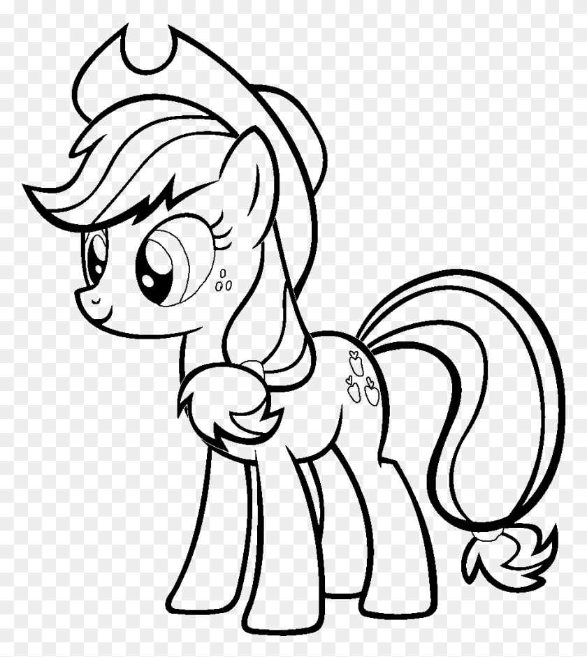 900x1017 Applejack My Little Pony Coloring - My Little Pony Clipart Black And White