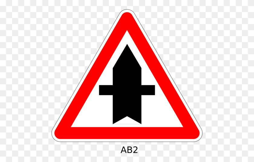 500x478 Approaching Intersection On Road With Priority Traffic Warning - Priority Clipart