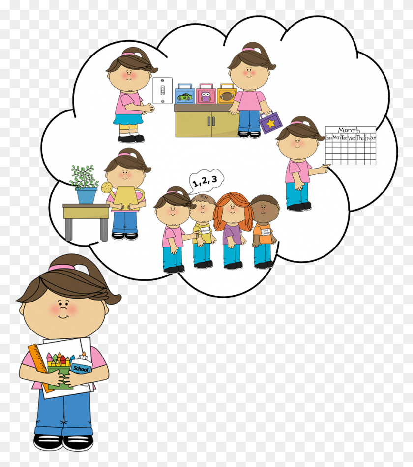 904x1033 Appropriate Clipart Group With Items - Teacher And Student Clipart Free