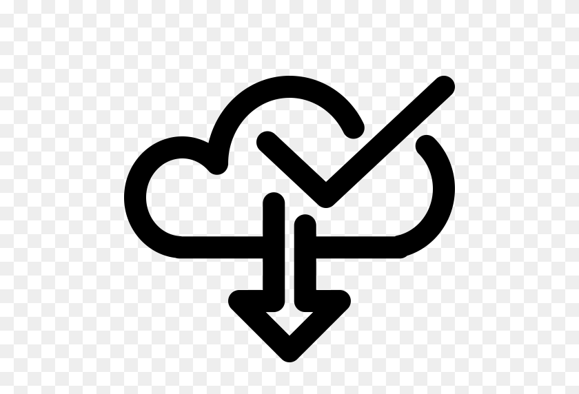 512x512 Approved, Aproved, Arrow, Cloud, Down, Download, Outline Icon - Cloud Outline PNG
