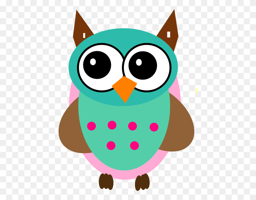 456x598 Aqua Pink Owl Clip Art - Pink Owl Clipart