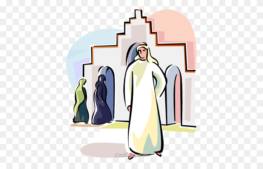 417x480 Arabic People Royalty Free Vector Clip Art Illustration - Nun Clipart
