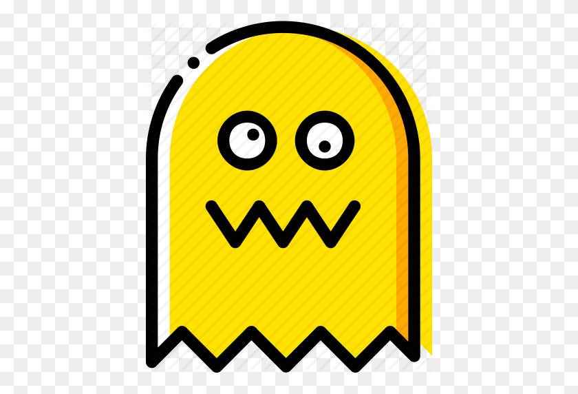 416x512 Аркада, Игра, Призрак, Pacman, Желтый Значок - Pacman Ghost Png