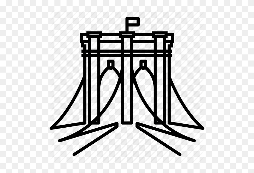 512x512 Arco, Puente, Brooklyn, Edificio, Monumento, Río, Turismo Icono - Puente De Brooklyn Png